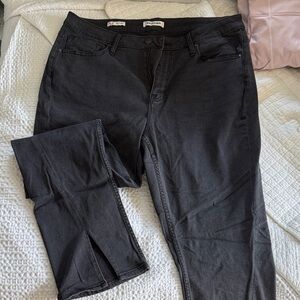 Black Straight Jeans with Split Hem